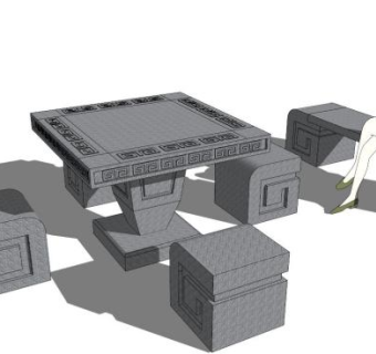 现代室外桌椅组合su模型下载_sketchup草图大师SKP模型