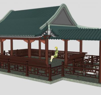 古代镂空栏杆su模型下载_sketchup草图大师SKP模型