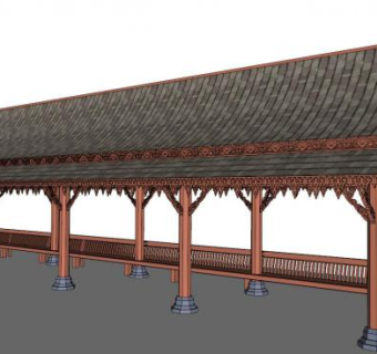 两层长廊su模型下载_sketchup草图大师SKP模型