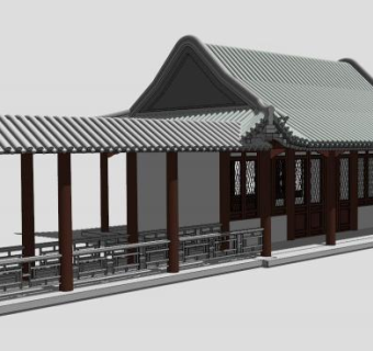 中式廊架坡顶su模型下载_sketchup草图大师SKP模型