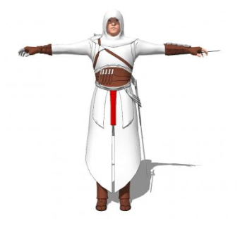 游戏角色白袍男子SU模型下载_sketchup草图大师SKP模型