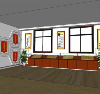 荣誉室展柜su模型下载_sketchup草图大师SKP模型