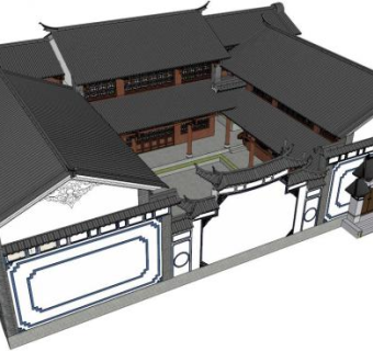 大理白族民居SU模型下载_sketchup草图大师SKP模型