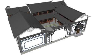 大理白族民居SU模型下载_sketchup草图大师SKP模型