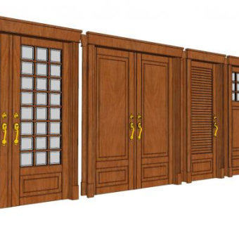 别墅木质大门su模型下载_sketchup草图大师SKP模型