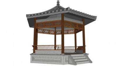 古建单体su模型下载_sketchup草图大师SKP模型