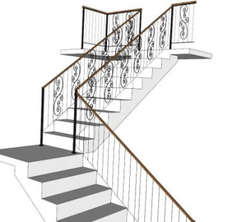 铁艺拐角楼梯su模型下载_sketchup草图大师SKP模型