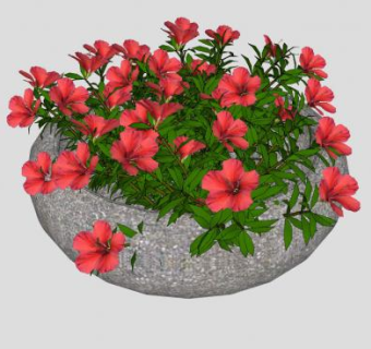 木槿石盆SU模型下载_sketchup草图大师SKP模型