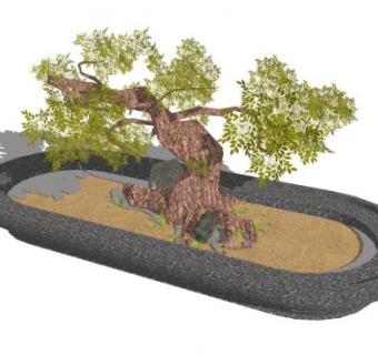 大型盆景SU模型下载_sketchup草图大师SKP模型