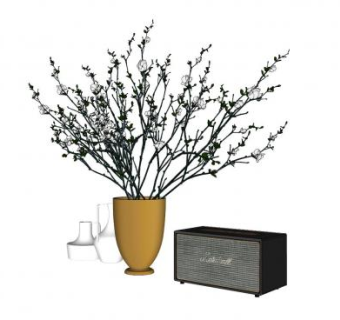 室内花枝盆景SU模型下载_sketchup草图大师SKP模型