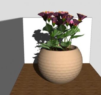 陶瓷花瓶开花盆栽SU模型下载_sketchup草图大师SKP模型