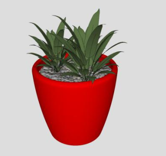 红色盆栽植物SU模型下载_sketchup草图大师SKP模型