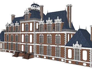 <em>欧洲建筑</em>城堡设计su模型下载_sketchup草图大师SKP模型