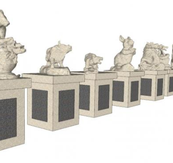十二生肖兽首su模型下载_sketchup草图大师SKP模型