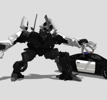 警车机器人SU模型下载_sketchup草图大师SKP模型