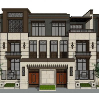 新中式别墅su模型下载_sketchup草图大师SKP模型