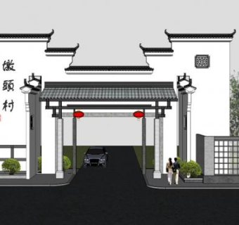 大门入口su模型下载_sketchup草图大师SKP模型