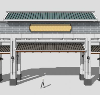 景区入口大门su模型下载_sketchup草图大师SKP模型