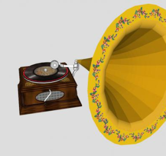 古老的乐器留声机的SKP模型_su模型下载 草图大师模型_SKP模型