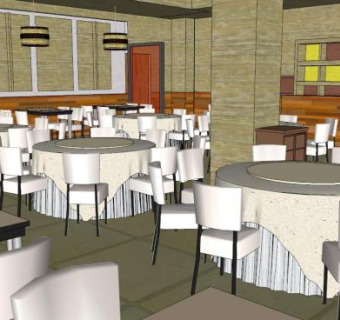 火锅店包间su模型下载_sketchup草图大师SKP模型