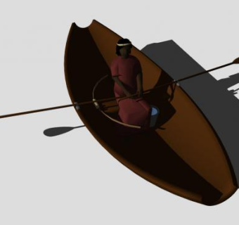 木舟和船桨SU模型下载_sketchup草图大师SKP模型