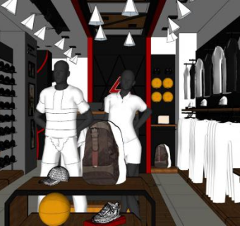 运动服装专卖店su模型下载_sketchup草图大师SKP模型