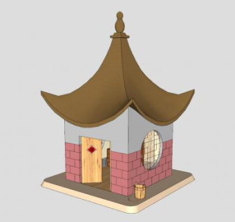 孙悟饭的家庙房SU模型下载_sketchup草图大师SKP模型
