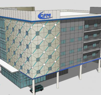 办公区企业办公楼SU模型下载_sketchup草图大师SKP模型