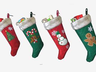 圣诞袜子装饰品装饰物SU模型下载_sketchup草图大师SKP模型