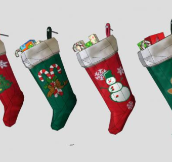 圣诞袜子装饰品装饰物SU模型下载_sketchup草图大师SKP模型