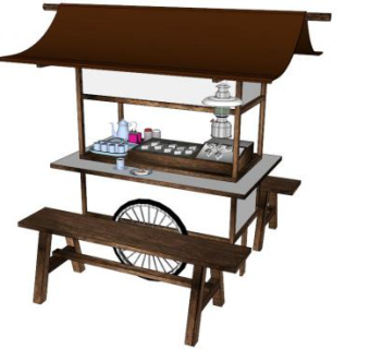 小吃餐车SU模型下载_sketchup草图大师SKP模型