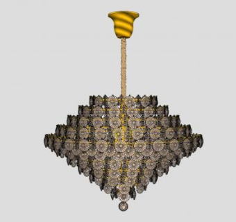 欧式黄金鳞片吊灯SU模型下载_sketchup草图大师SKP模型