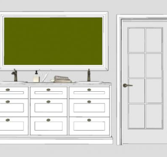 现代浴室柜和门SU模型下载_sketchup草图大师SKP模型
