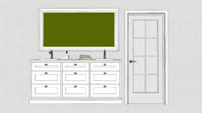 现代浴室柜和门SU模型下载_sketchup草图大师SKP模型