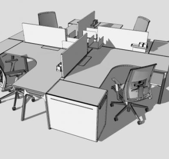 现代公司办公桌椅SU模型下载_sketchup草图大师SKP模型