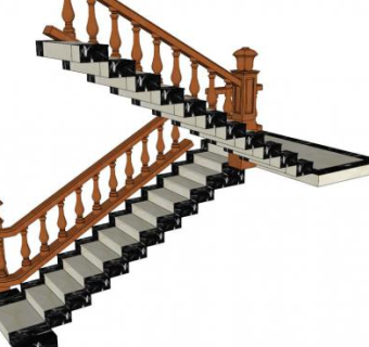 三层别墅楼梯su模型下载_sketchup草图大师SKP模型