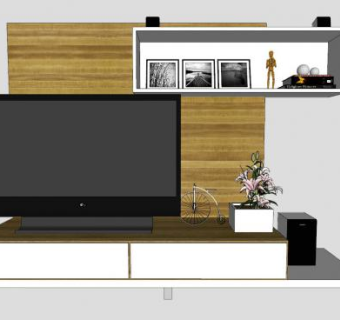 现代简约电视柜工艺品SU模型下载_sketchup草图大师SKP模型