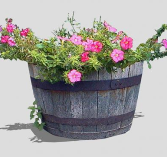 花卉木盆SU模型下载_sketchup草图大师SKP模型