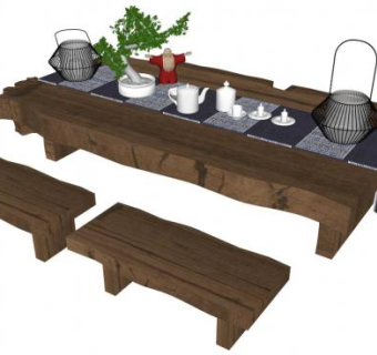 茶水桌椅su模型下载_sketchup草图大师SKP模型