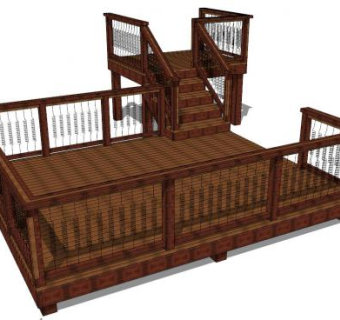 木制平台SU模型下载_sketchup草图大师SKP模型