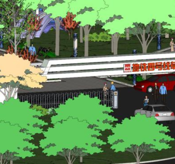 生态停车场SU模型下载_sketchup草图大师SKP模型
