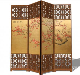 防腐木屏风su模型下载_sketchup草图大师SKP模型