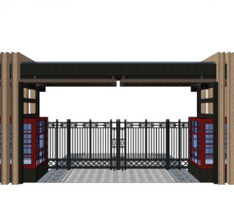 新中式铁艺门su模型下载_sketchup草图大师SKP模型