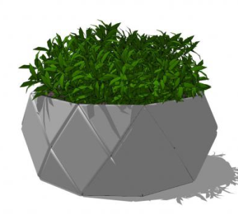 镀铬几何盆栽SU模型下载_sketchup草图大师SKP模型