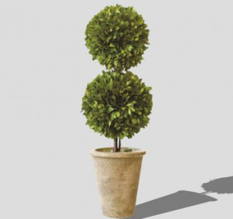 黄杨木造型盆栽SU模型下载_sketchup草图大师SKP模型