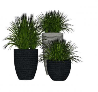 现代落地盆栽系列SU模型下载_sketchup草图大师SKP模型