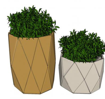 几何盆栽植物SU模型下载_sketchup草图大师SKP模型