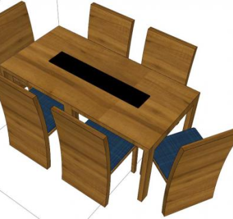 多人餐桌su模型下载_sketchup草图大师SKP模型