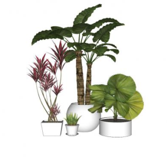 陶瓷盆栽装饰SU模型下载_sketchup草图大师SKP模型