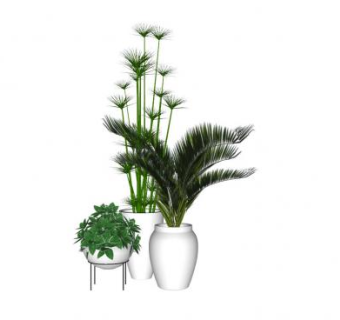 简约花架盆栽sketchup模型下载_sketchup草图大师SKP模型